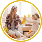 Childminder high fives child
