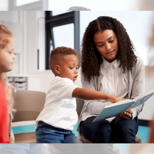 teacher reading with student