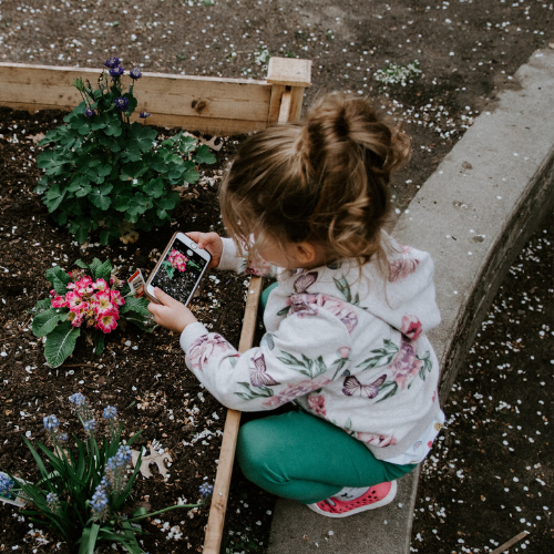 Child taking a photograph on phone