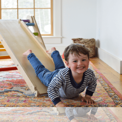 Child playing on slide