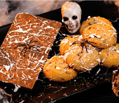 Spider web made from marshmallows