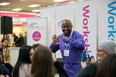 TV Presenter and Children’s TV Elder Statesman, David Benson Philips, at the Childcare & Education Expo providing workshop for attendees 