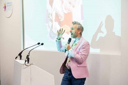 Award-winning Early Years author and advocate of play, Alistair Bryce-Clegg, speaking at a Special Guest Seminar at the Childcare and Education Expo event 