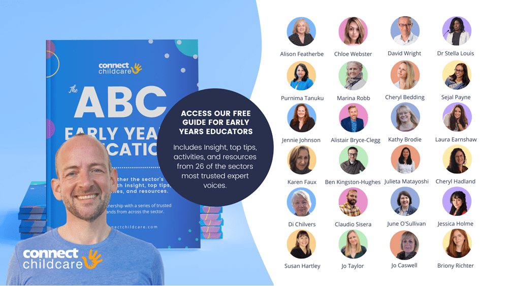 Image design of ABC Free Guide and Chris Reid - CEO of Connect Childcare