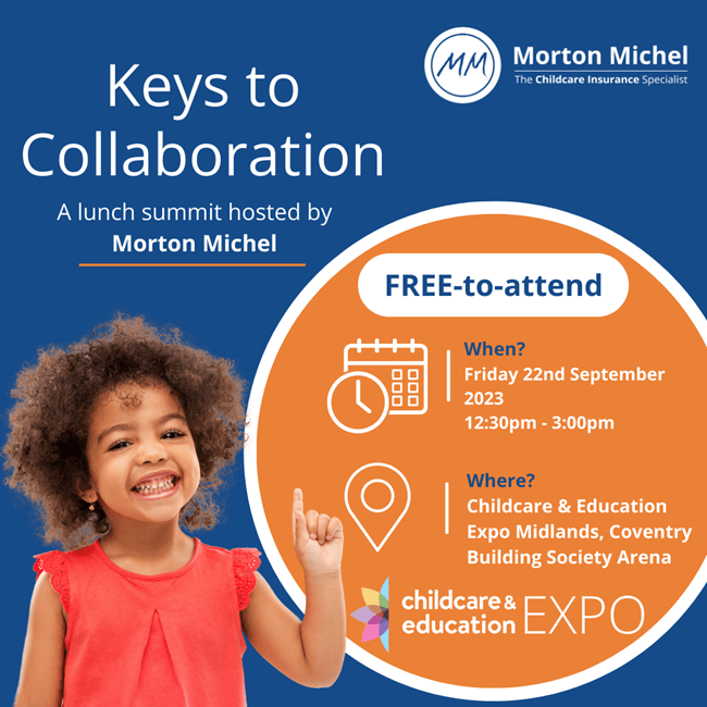 Poster for Morton Michel's Keys to Collaboration lunch summit showing details of the event