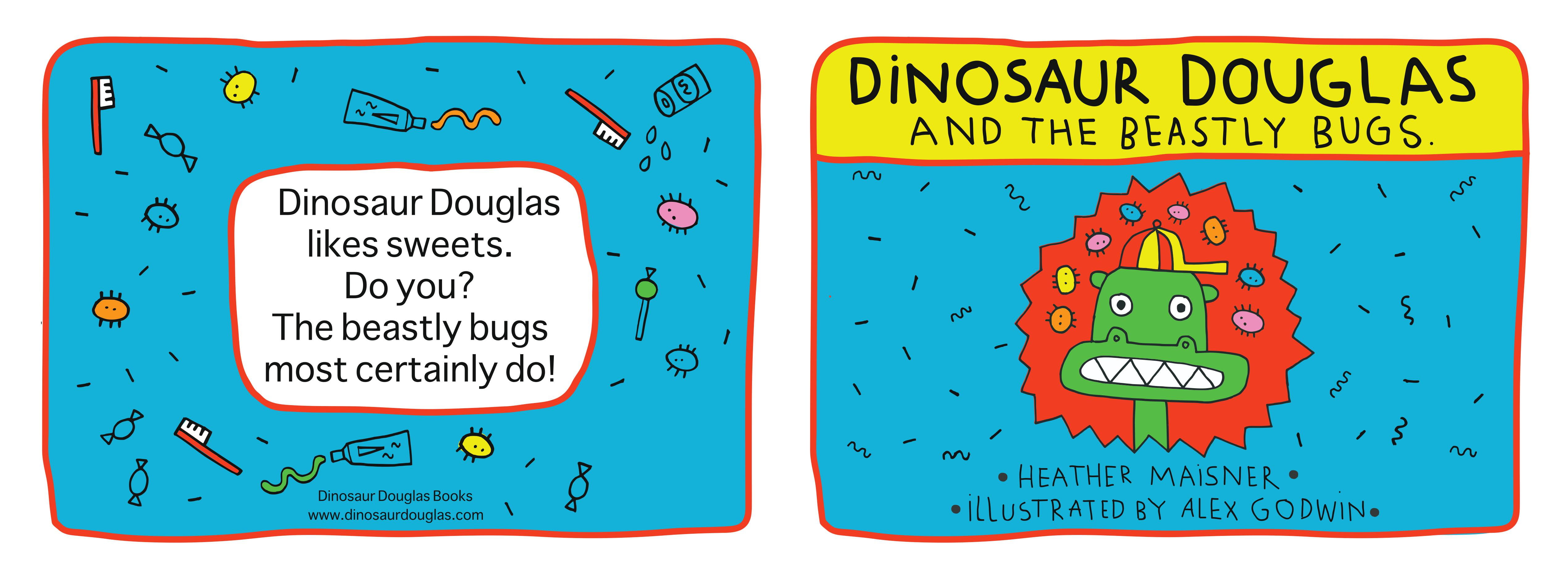 Colourful front and back book covers for Dinosaur Douglas and the Beastly Bugs