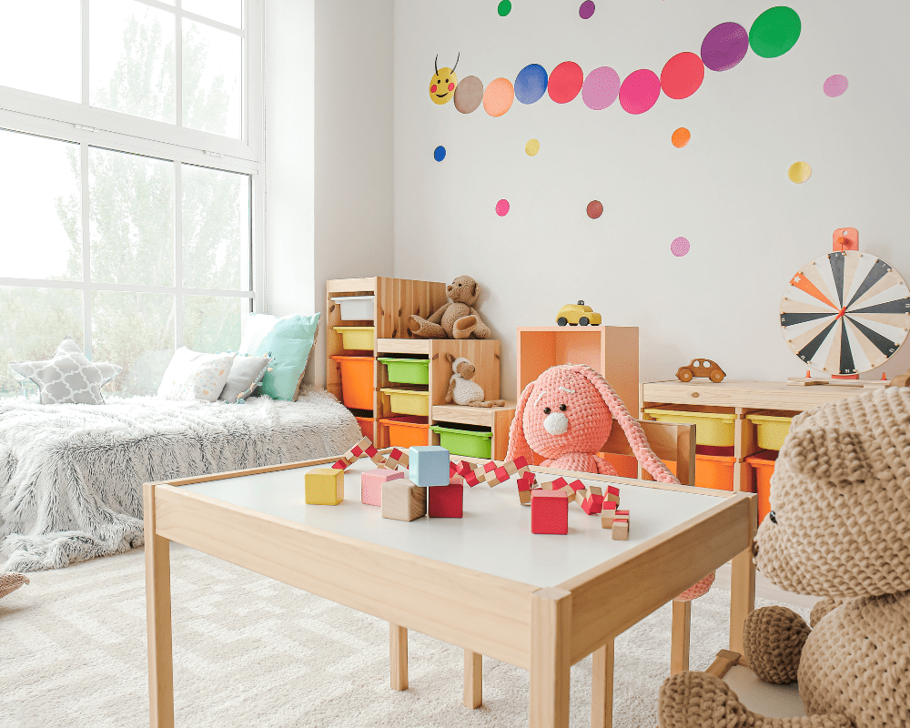 Interior of modern playroom in kindergarten