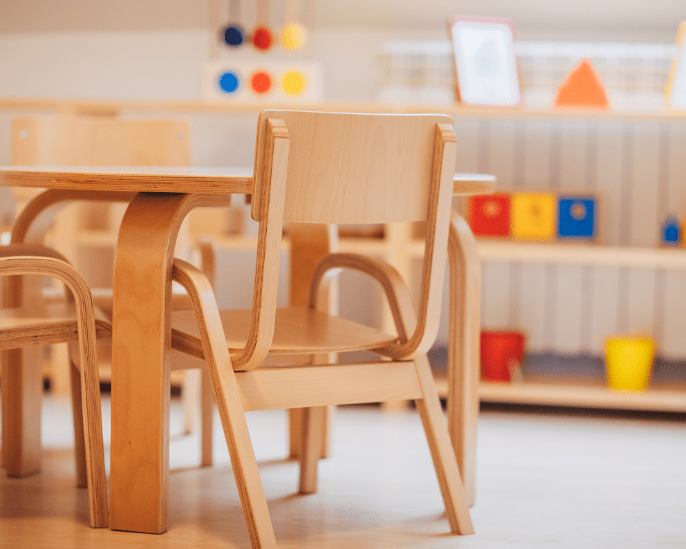 Empty modern preschool classroom