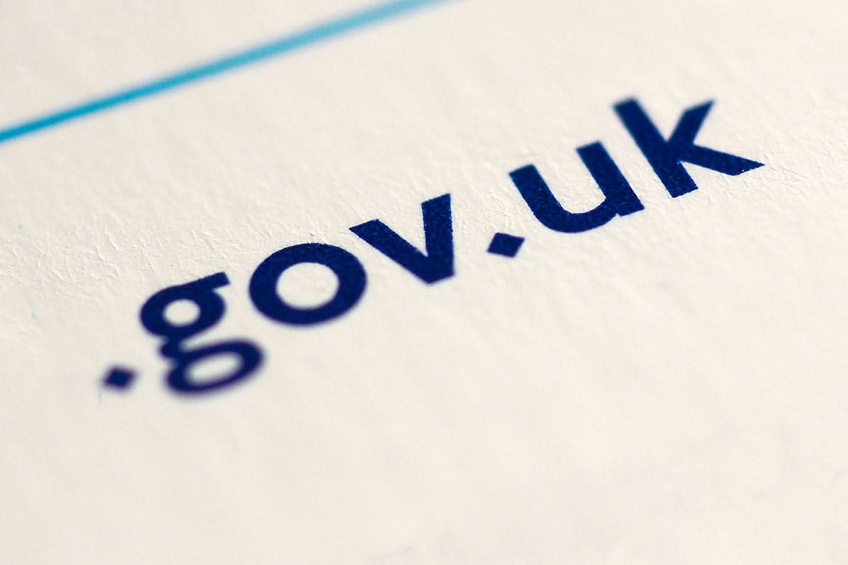 The gov.uk website printed on a piece of paper