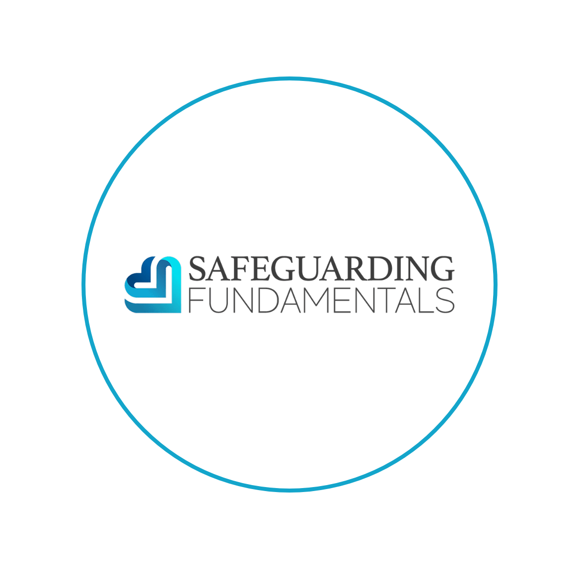 Safeguarding Fundamentals logo with 'Safeguarding Fundamentals' written in a dark grey font with a blue heart shape on the left-hand side of the text. The logo is in a roundel with a blue frame