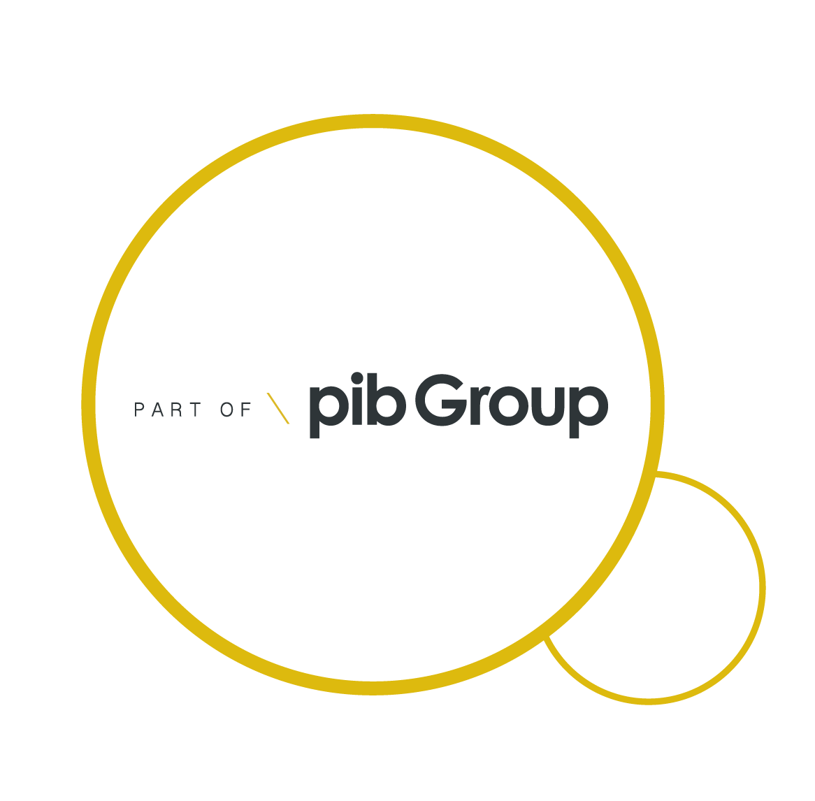 Part of PIB Group logo in roundel with yellow border