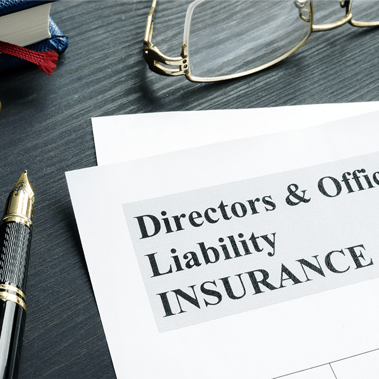 Some paperwork with the title 'Directors and Officers Liability Insurance.