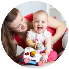 Decorative image, nanny with baby