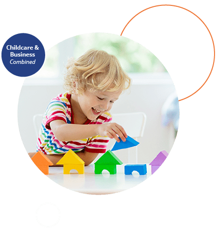 Child playing with bright coloured blocks